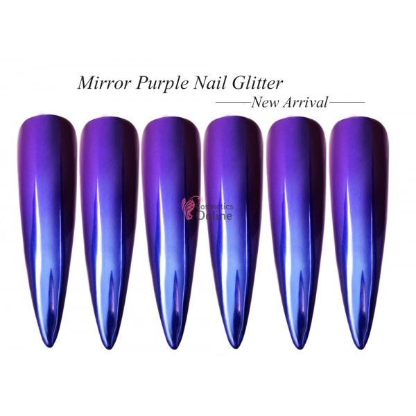 Pigment mirror chrome effect pentru Gel UV sau Acril, CE05 + 1 aplicator Purple-Blue
